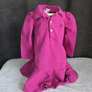 Ralph Lauren Fuchsia Long Sleeve Kids Polo Dress